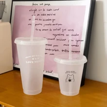 480ml/700ml Reusable Plastic Straw Cup, Large Capacity Portable Cup For Drinking Juice, Coffee, Milk Tea, Suitable For Summer - Multicolor - View 13