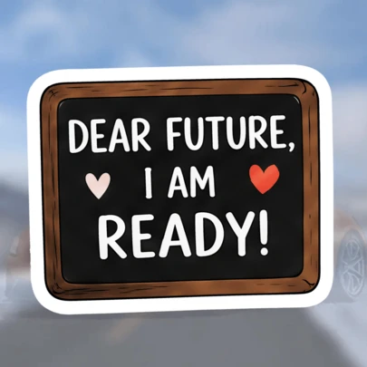 (1 PIEZA) Pegatina de vinilo PVC impermeable y extraíble de 3 pulgadas - "Querido futuro, ¡estoy listo!" Diseño de cita de pizarra motivacional con acentos de corazón, estética inspiradora linda para portátil, vaso, funda de teléfono, botella de agua, cuaderno, monopatín, casco - Pegatina de mentalidad positiva Y2K para mujeres de la Generación Z, graduación, vuelta al colegio, regalo universitario