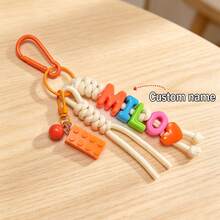 [Custom] 1pc Tassel Bell Personalized Letter Keychain, Handmade Rope Letter Bead Bag Charm/Phone Charm, Customized Bag Accessory, Graduation Gift - Braided Rope Keychain - View 15