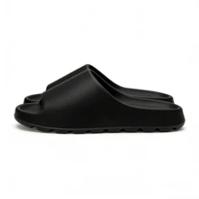 Men's Summer New Minimalist Fashion Non-Slip EVA Thick Sole Slip-On Slippers, Outdoor Beach Shoes, Indoor Home Bathroom Slippers, Couples Slippers, Women's Outdoor Sports Soft Sole Beach Coconut Slippers, Men's Style - Black - View 9