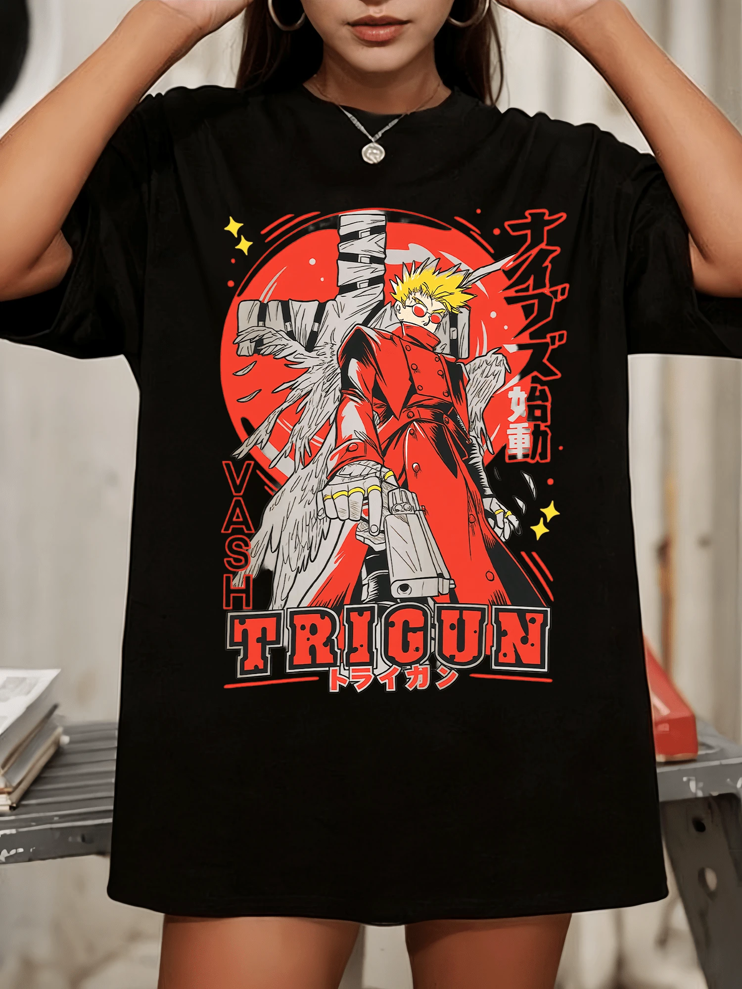 Trigun Vash Sweatshirt, Funny Anime Manga Graphic, Retro - Black - View 1