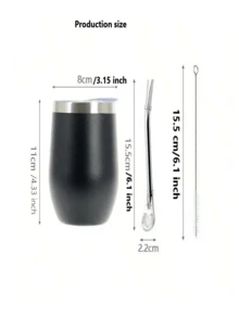 Bộ 3 món bằng thép không gỉ hai lớp dùng để pha trà Yerba Mate và ống hút, bao gồm cốc trà Yerba Mate (ấm trà) và 1 ống hút, cốc cà phê. - Nhiều màu - Xem 6