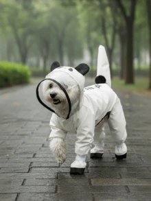 Cute 3D Panda Dog Raincoat, Waterproof Four-Legged Pet Jacket With Hood & Built-In Shoes, All-Inclusive Rain Gear For Small Medium Dogs Spring Summer Rainy Days - Multicolor - View 7