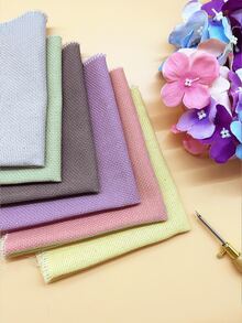 6pcs/Set Colorful Double-Sided Embroidered Fabric Sheets, Pre-Cut 30*30cm, Green, Yellow, Light Blue, Purple, Pink, Dark Brown, 6 Popular Color Schemes, Double-Sided Double-Color Design, One Piece Equals Two, More Practical, Can Be Used To Make Coasters, Fragrance Sachets, Planner Decorations, Wall Hangings And Other Handicrafts - Colorful Stamped Embroidery Cloth - View 6