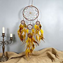 Handmade Boho Dream Catcher With Colorful & Beads, Large Wall Hanging Ornament For Bedroom, Living Room, Bohemian Home Decor, Ideal Gift For Girls/Women (Yellow/Blue/Purple Optional) - Multicolor - View 7