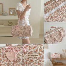Bolso de mano acolchado con estampado floral campestre, bolso de gran capacidad para viajes cortos, artículos de tocador y uso diario, 3 estampados de color - Multicolor - Ver 8