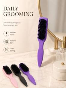 Leopard Print Edge Control Brush, Professional Hair Comb, Suitable For Smooth Ponytails And Buns, Pointed Tail Styling Tool, Suitable For Flyaways And Hair Wax Sideburns - Multicolor - View 6