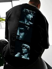 Camiseta de moda para hombre con estampado - Negro - Ver 1