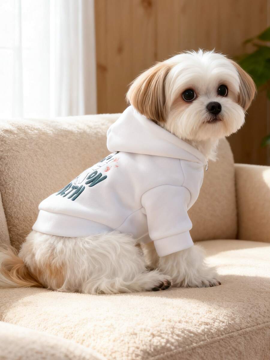 1 Peça Roupa para Animais de Estimação, Vestuário para Cães e Gatos de Pequeno Porte, Série Fofa de Moletons para Animais de Estimação, Moletom com Capuz Confortável com Estampa de Pomba para Primavera e Outono - Multicolorido - Visão 1