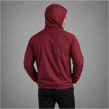Men's Windbreaker Jacket With Lined Hood And Front Zipper, Lightweight And Comfortable For Everyday Use. - Maroon - View 2