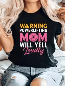 Advertencia divertida que representa a una madre fuerte amante del levantamiento de pesas mostrando poder y energía positiva camiseta de mujer casual cómoda para entrenamiento diario - Negro - Ver 8