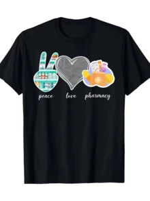 Símbolos de paz amor y farmacia que representan la armonía interior la dedicación al cuidado y el equilibrio emocional perfecta para mujeres que valoran la salud y la positividad camiseta de mujer moderna cómoda casual para uso diario - Negro - Ver 8