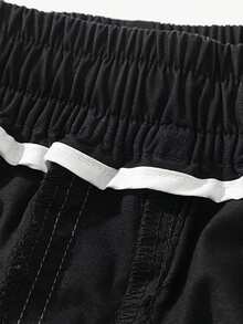Men's 100% Cotton Washed Cargo Pants - 3D Cut Straight Leg, Utility Pockets For Streetwear & Daily Casual, Cotton Washed Straight Fit,Men's Streetwear Cargo Pants -Men's Vintage Work Pants - 武士黑 - 查看 7