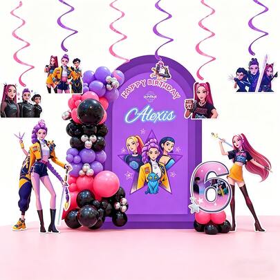 DOBBLE 一套女团主题生日派对装饰品，女团生日派对横幅，K-Pop主题派对横幅