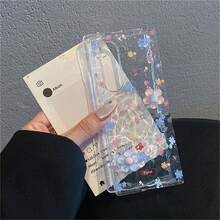 夏季可愛清新花卉圖案皺褶透明硬殼DIY手機殼，適用於 Fold7、Fold 8 Ultra、Fold6、Z、Fold 7、Flip8、Flip6、Flip5 - 無色 - 查看 3