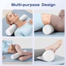 1pc Cylindrical Pillow, Memory Foam Neck Pillow And Leg Pillow Suitable For Side Sleepers, Soft Removable Cover, Portable Design For Bed, Office, Sofa, Ergonomic Comfortable Support - White - View 5