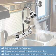 Flexible Single-Lever Basin Mixer Tap With Two Positions, Stainless Steel Body,  Finish, 360° Rotation, Specifically Designed For Three-Hole Basins - Chromium Alloy - View 3