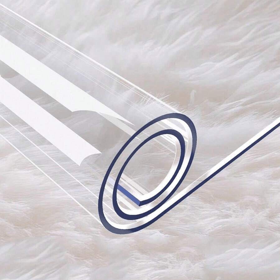 0,25" Mantel de mesa transparente grueso, tapete de mesa de PVC lavable, protector de mesa de café/comedor rectangular, adecuado para sala de estar, dormitorio, cocina - Blanco - Ver 1