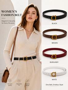 Letter Embellished Belt, Versatile Accessory For Suits, Jeans, Business Attire, Fashionable & Elegant - Multicolor - View 1