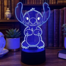 Disney 迪士尼动漫周边 3D 夜灯 星际宝贝 3D 幻觉可爱动漫灯 儿童生日圣诞礼物 台灯 卧室装饰 书桌夜灯 - 7 Colors no Remote - 查看 6