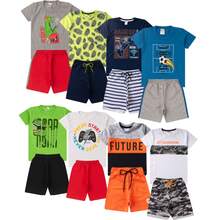 10-Piece Children's Summer Set For Boys (Ages 1-16) - 5 T-Shirts + 5 Shorts - Kit Of 2 Sets (2 T-shirts + 2 Shorts) - View 3