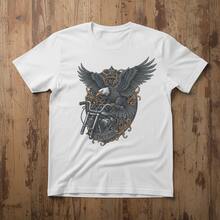 Soaring Freedom Engraved Americana Eagle Motorcycle Graphic Tee - 白色 - 查看 7