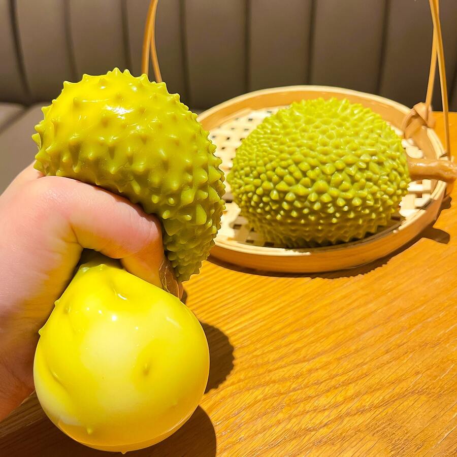 1个超柔软榴莲造型挤压玩具,减压挤压拉伸玩具,逼真水果挤压球 - 彩色 - 查看 1