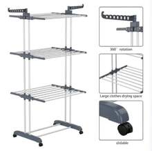 Tendedero de ropa, 4 Niveles Tendederos Plegables Vertical con Ruedas Amplio Espacio de Secado Tendederos, Acero Inoxidable Tendal para Exterior y Interiores - quarto piano - Visualizzare 3
