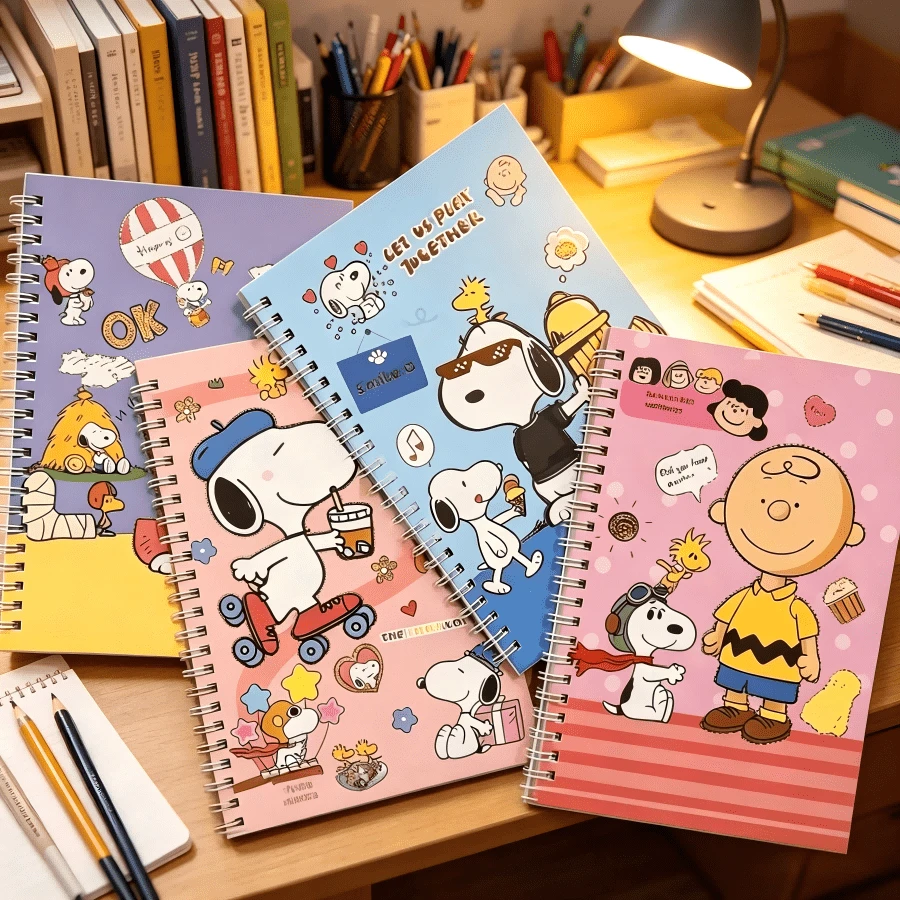 一套史努比螺旋笔记本,可爱卡通线圈笔记本,适合学习笔记、作业、旅行日记和日常计划,是送给学生、朋友和文具爱好者的完美返校礼物。 - 彩色 - 查看 1