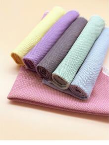 6pcs/Set Colorful Double-Sided Embroidered Fabric Sheets, Pre-Cut 30*30cm, Green, Yellow, Light Blue, Purple, Pink, Dark Brown, 6 Popular Color Schemes, Double-Sided Double-Color Design, One Piece Equals Two, More Practical, Can Be Used To Make Coasters, Fragrance Sachets, Planner Decorations, Wall Hangings And Other Handicrafts - Colorful Stamped Embroidery Cloth - View 5