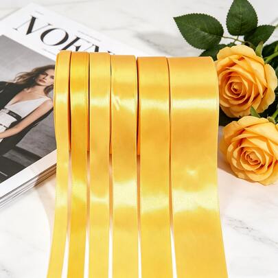 6mm/10mm/20mm/40mm X 25 Yardas Cinta de satén amarilla de alta densidad, cinta de textura suave para accesorios de cabello hechos a mano, lazos, cajas de regalo, envoltorios florales, decoraciones de boda, material de artesanía versátil