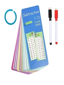 1 Set Math Addition Subtraction Multiplication Division Flash Cards, Erasable Reusable Learning Flash Cards For Kids, Boys And Girls Teaching Cards, Math Educational Toys, Self-Check Learning Cards, With 2 Pens And 1 Ring, For Math Learning, Perfect For Home Teaching, Teacher's Teaching Aid, Ideal Choice For Learning Math, Children Learning, Holiday, Christmas Stocking Stuffer Gift - 彩色 - 查看 11