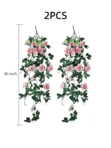 Nejlue Artificial Flowers/Plants1111 Home & Living 半株香槟色人造玫瑰藤蔓，春季玫瑰装饰，悬挂式仿真花，适用于家居、房间、墙壁、婚礼拱门、卧室、桌面、生日派对、花园、室内外装饰，适合春夏季节。 - 香檳色 - 查看 8