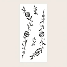 6片/1片黑色極簡紋身貼紙，手指紋身貼紙附迷你簡單優雅花卉藤蔓葉子圖案。[防水逼真紋身，可維持1-2週] [臉部、手部、足部] [音樂節] [派對彩妝] - 黑色 - 查看 11