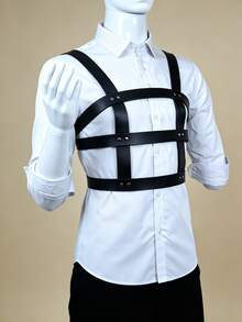 Accesorio de sujeción de estilo punk de cuero sintético PU para hombres, correa ajustable para la cintura, adecuado para uso diario, fiestas, juegos de roles, disfraces de carnaval - Negro - Ver 3