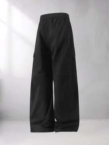 Men's 100% Cotton Washed Cargo Pants - 3D Cut Straight Leg, Utility Pockets For Streetwear & Daily Casual, Cotton Washed Straight Fit,Men's Streetwear Cargo Pants -Men's Vintage Work Pants - 武士黑 - 查看 3