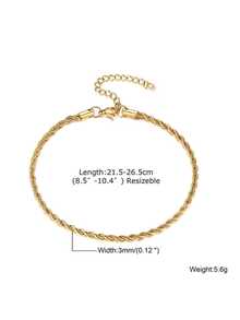 1pc Fashionable Stainless Steel Twist Lock Anklet, For Daily Decoration - One Size 3 - View 2