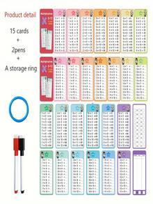1 Set Math Addition Subtraction Multiplication Division Flash Cards, Erasable Reusable Learning Flash Cards For Kids, Boys And Girls Teaching Cards, Math Educational Toys, Self-Check Learning Cards, With 2 Pens And 1 Ring, For Math Learning, Perfect For Home Teaching, Teacher's Teaching Aid, Ideal Choice For Learning Math, Children Learning, Holiday, Christmas Stocking Stuffer Gift - 彩色 - 查看 8