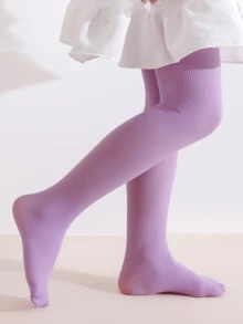 3双装儿童竖条纹连裤袜，女童糖果色高弹力连裤袜，多功能透气婴儿舞蹈袜，适合春秋季穿着 - 彩色 - 查看 7