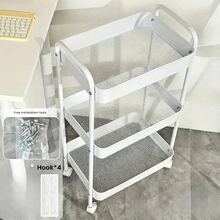 3-Tier  Rolling Cart With Wheels, Storage Utility Organizer Cart For Kitchen, Bathroom, Office, Baby Essentials & Makeup - Lockable Casters, Easy Assembly, Large Capacity, White - 白色 - 查看 1