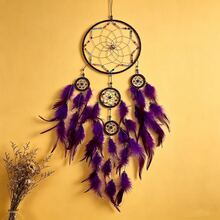 Handmade Boho Dream Catcher With Colorful & Beads, Large Wall Hanging Ornament For Bedroom, Living Room, Bohemian Home Decor, Ideal Gift For Girls/Women (Yellow/Blue/Purple Optional) - Multicolor - View 11