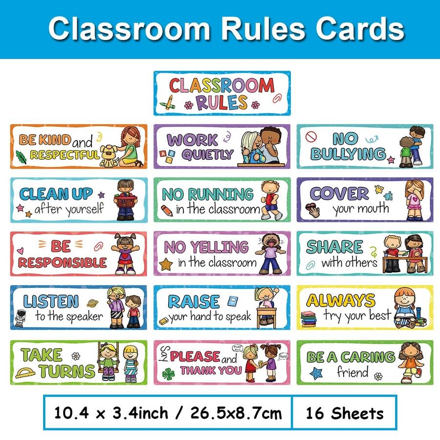Lachilly Conjunto de cartas de reglas del aula, saludos de la mañana y tablero de anuncios de mentalidad de crecimiento para decoraciones del aula, gráfico de comportamiento y educación para niños de vuelta a la escuela, suministros para maestros, decoración del aula para homeschool, recursos del aula para homeschool, juguetes educativos