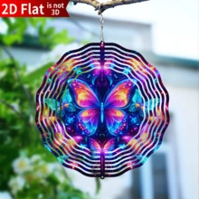 1pc Blue Butterfly Wind Spinner, 2D Flat Metal Fan, Suitable For Patio And Garden, 10-Inch Blue Powered Outdoor Fan Decor, Large Spinfinity Wind Sculpture Decoration, Colorful Fan Catcher Yard Art (Pendant Not Included), Style Sent Randomly - Multicolor - View 8
