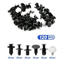 60/120 piezas Clips de retención para coche, juego de remaches de plástico con 6 tamaños, kit de clips para parachoques, carrocería, puerta y panel de moldura para camiones y motocicletas - Blanco y Negro - Ver 8