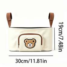 Cute Bear Pattern Stroller Hanging Bag, Large Capacity Storage Pouch, Can Hold Tissues & Water Cups, Easy Installation - Multicolor - View 5