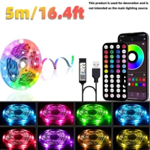 3-100 Ft LED Strip Lights With 44-Key Remote And App Control, Color Changing Sync With Music, Dimmable, Timing, Voice Control For Room Decor, Gaming Room , Home Decoration, Holiday Party - Multi-color light - View 13