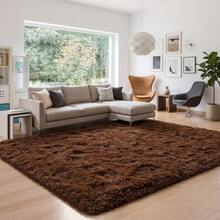 Large Soft Shaggy Rug 2.00x2.50m, Non-Slip, For Living Room And Bedroom, Various Colors - Rust Brown - View 1