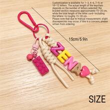 [Custom] 1pc Tassel Bell Personalized Letter Keychain, Handmade Rope Letter Bead Bag Charm/Phone Charm, Customized Bag Accessory, Graduation Gift - Braided Rope Keychain - View 11