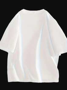 Camiseta de Mujer con Estampado Lindo, 95% Poliéster + 5% Spandex, Diseño de Dibujos Animados, Corte Holgado, Casual, Camiseta para Mujer - Blanco - Ver 2