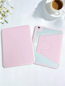 Ốp bảo vệ xoay 360° có ngăn đựng bút cảm ứng, tương thích với iPad thế hệ 10/11 (A16) 2025/9/8/7, Mini 6, Pro 11/12.9 (2018/2020/2021/2022), siêu mỏng/chân đế thông minh/tự động bật màn hình, tương thích với Apple. - Hồng - Xem 1
